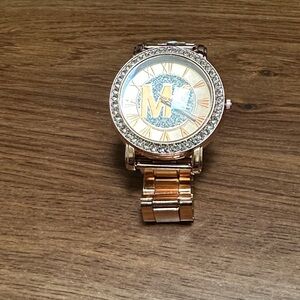 Rose Gold Watch with Crystal Accents